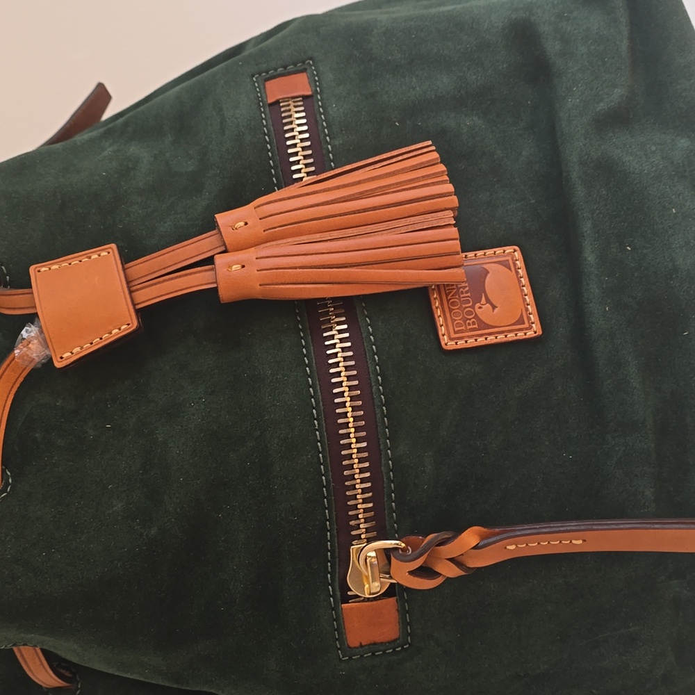 Dooney & Bourke Green Suede Bucket Bag - Picture 4 of 16